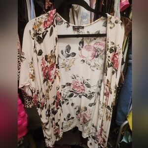 Floral Print Open Cardigan
